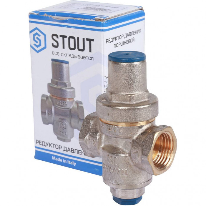 STOUT Редуктор давления PN16 вн/вн 1/2" с выходом под манометр
