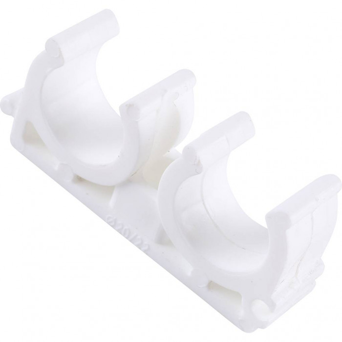 Kalde d=20 Двойное крепление для полипропиленовых труб под сварку (цвет белый)