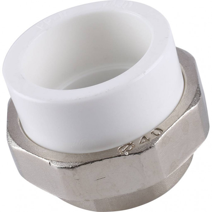 Муфта разъемная Kalde с внутренней резьбой 40х1 1/4 для полипропиленовых труб под сварку (цвет белый)