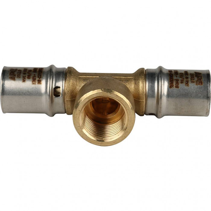 Тройник-переходник STOUT с внутренней резьбой 20х1/2 х20 для металлопластиковых труб прессовой