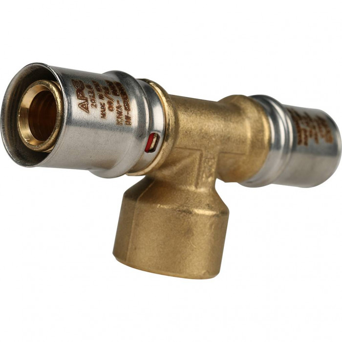 Тройник-переходник STOUT с внутренней резьбой 20х1/2 х20 для металлопластиковых труб прессовой