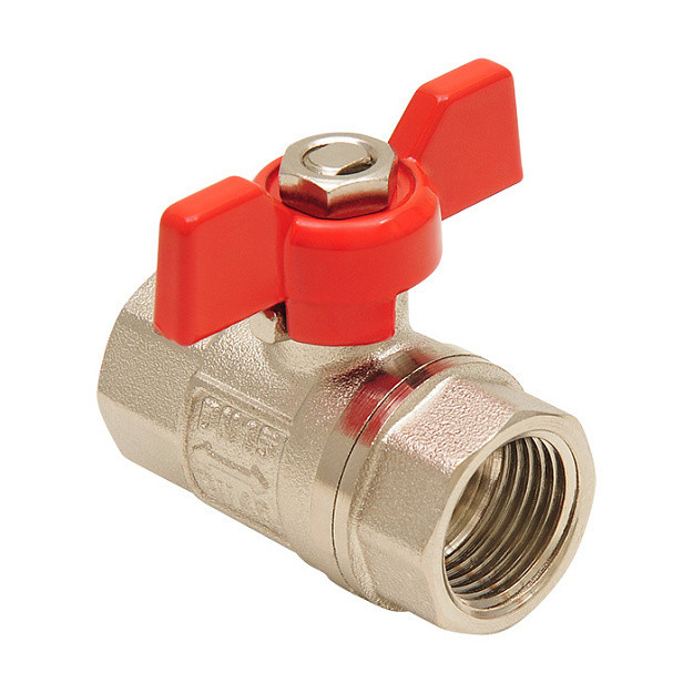 Кран шаровой латунный Smart Install ВР/ВР 1" бабочка красный
