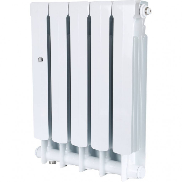 Биметаллический радиатор STOUT Space 500, 5 секций, нижнее правое подключение, белый