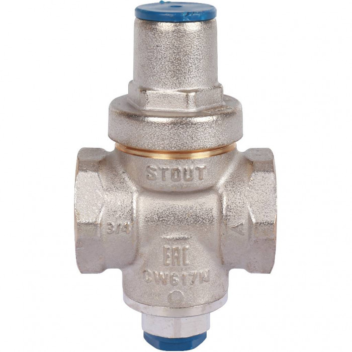 STOUT Редуктор давления PN16 вн/вн 3/4" с выходом под манометр