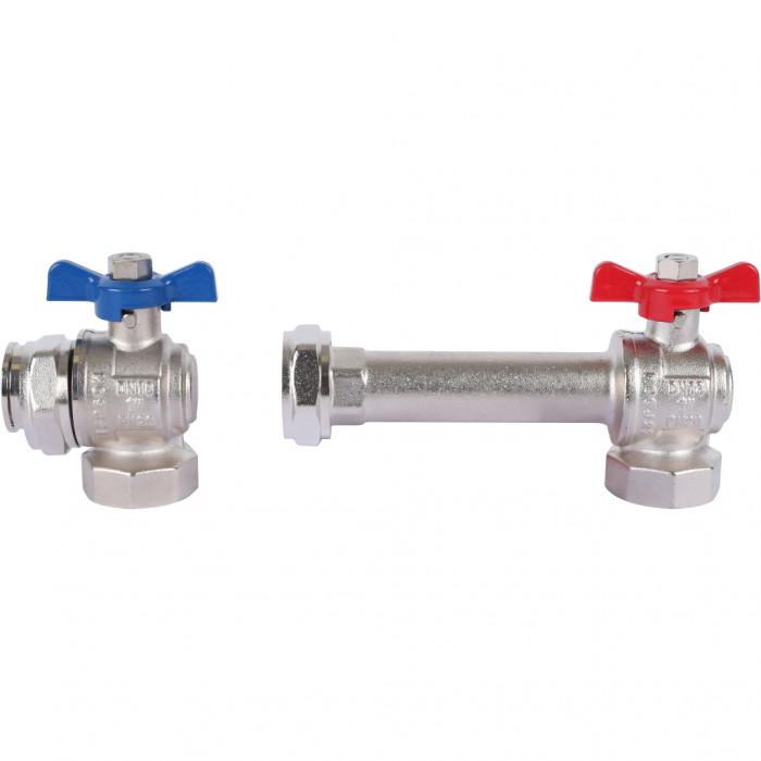 REHAU Комплект двух угловых никелирован. шаровых кранов G1 для коллекторов