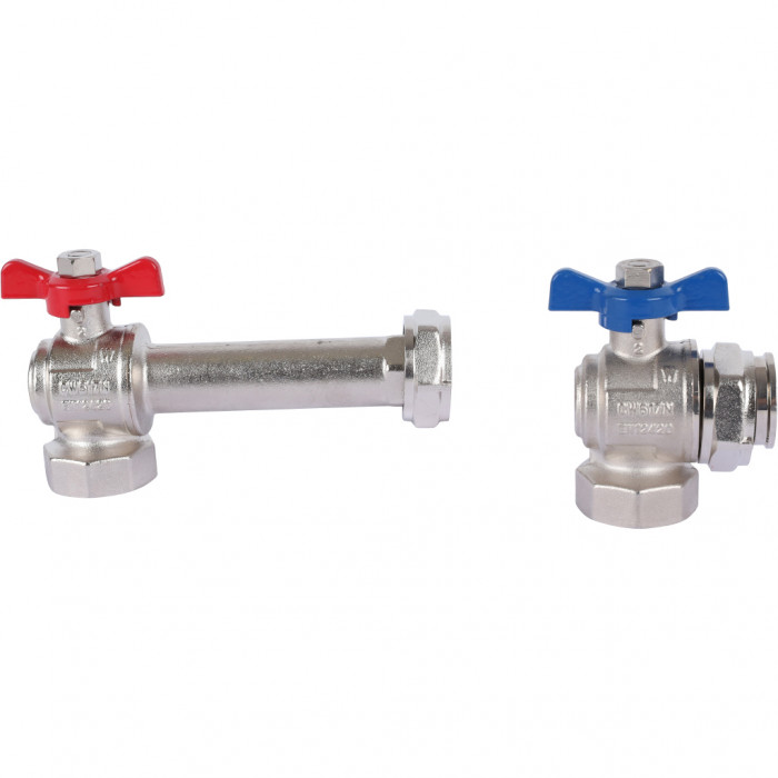 REHAU Комплект двух угловых никелирован. шаровых кранов G1 для коллекторов