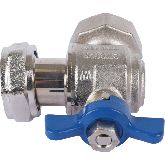 REHAU Комплект двух угловых никелирован. шаровых кранов G1 для коллекторов