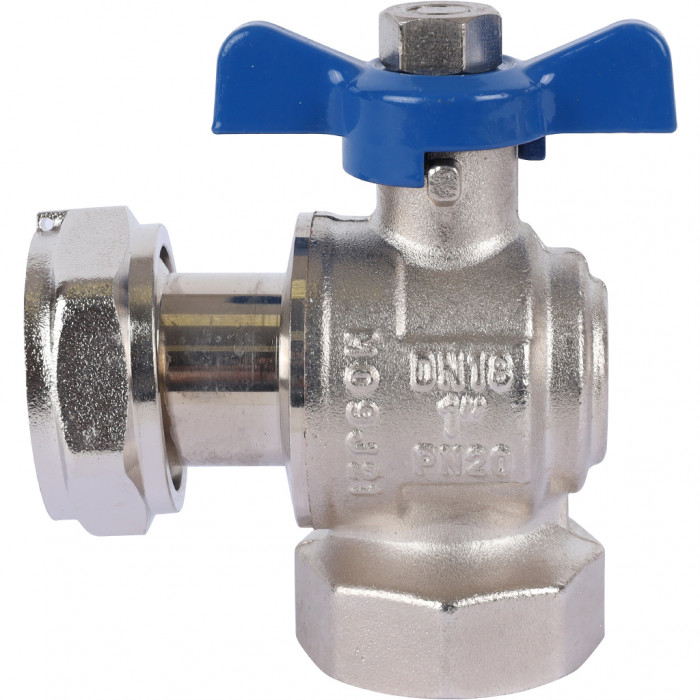 REHAU Комплект двух угловых никелирован. шаровых кранов G1 для коллекторов