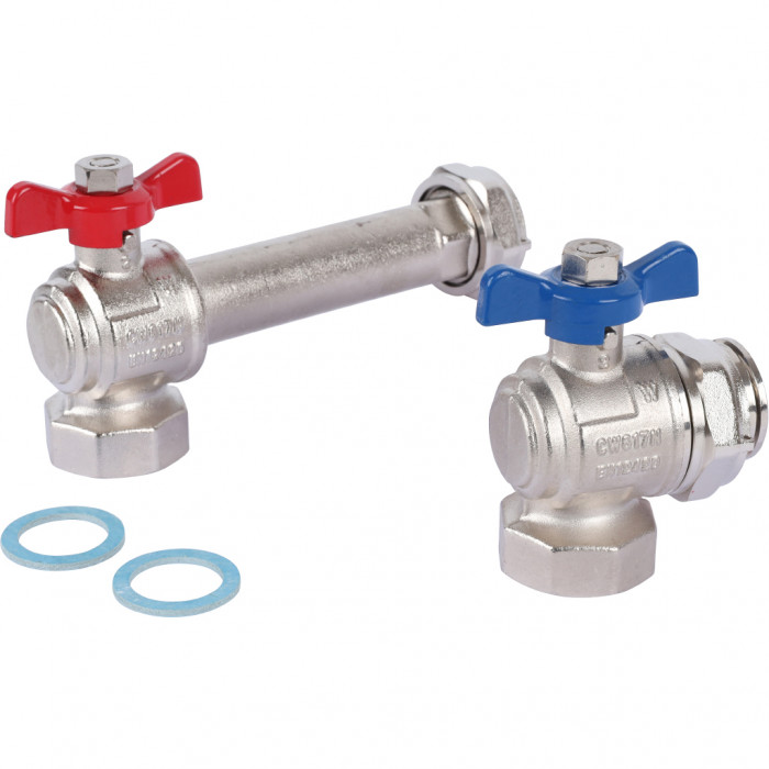 REHAU Комплект двух угловых никелирован. шаровых кранов G1 для коллекторов