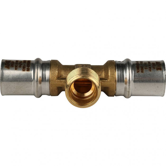 Тройник-переходник STOUT с наружной резьбой 20х1/2 х20 для металлопластиковых труб прессовой