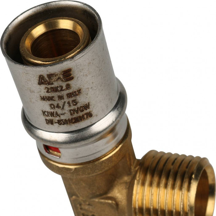 Тройник-переходник STOUT с наружной резьбой 20х1/2 х20 для металлопластиковых труб прессовой