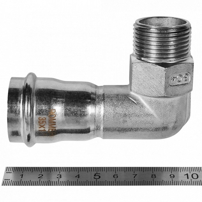 ROMMER RSS-0010-000351 ROMMER Угольник-переходник-НР, 35х1, из нержавеющей стали прессовой