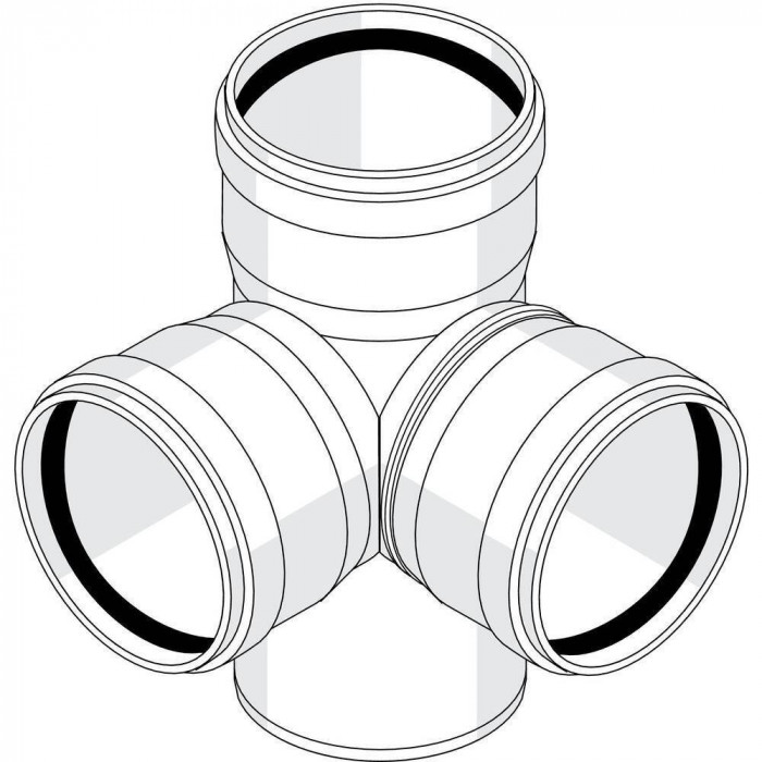 Крестовина REHAU двухплоскостная 90/90/90/87° max flow (гидравлически оптимизированный радиус) (11237241003)