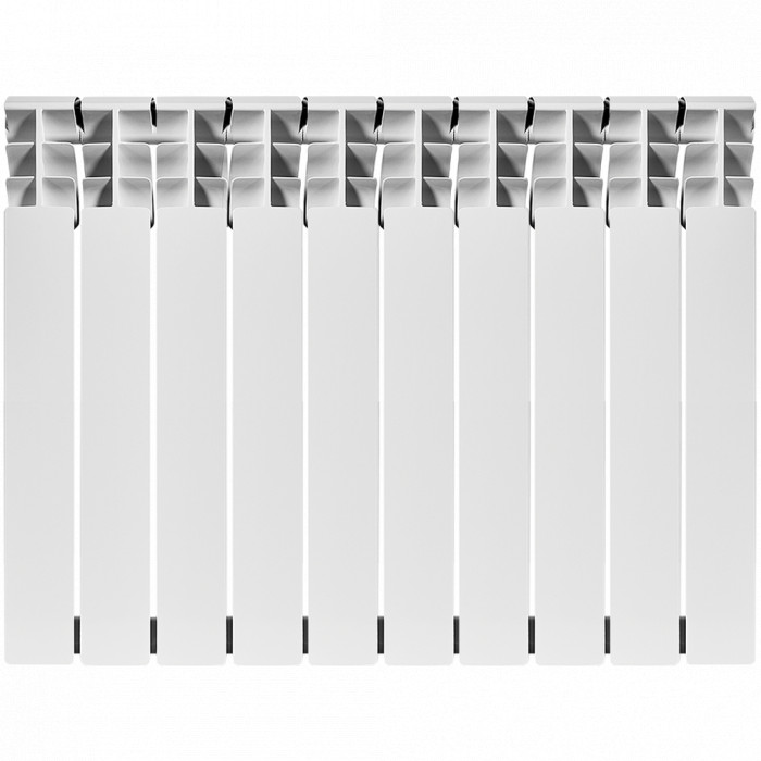 Алюминиевый радиатор ROMMER Plus 500, 10 секций, боковое подключение, белый