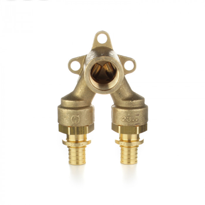 Угольник настенный, проточный, Ø 16×1/2" В, латунь