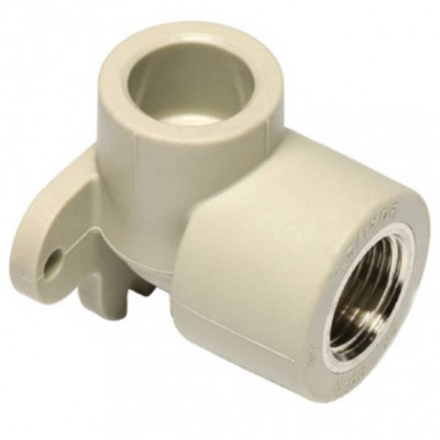 Ekoplastik ППР колено с внутр. металл. резьбой и настен. крепл. 25х1/2''x90°