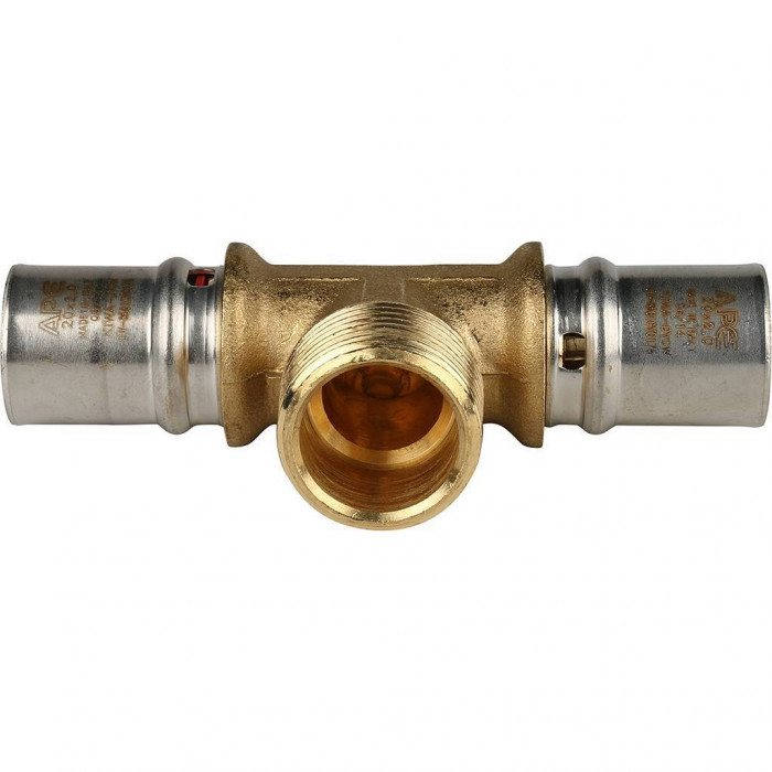 Тройник-переходник STOUT с наружной резьбой 20х3/4 х20 для металлопластиковых труб прессовой