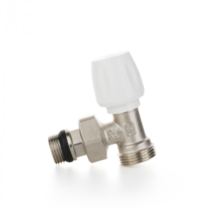 Вентиль ручной угловой, НН 1/2"×3/4" евроконус, с уплотнением O-RING