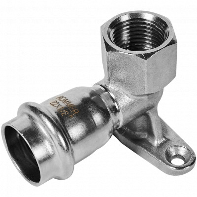 ROMMER RSS-0011-002212 ROMMER Угольник настенный с креплением-ВР, 22х1/2, из нержавеющей стали прессовой