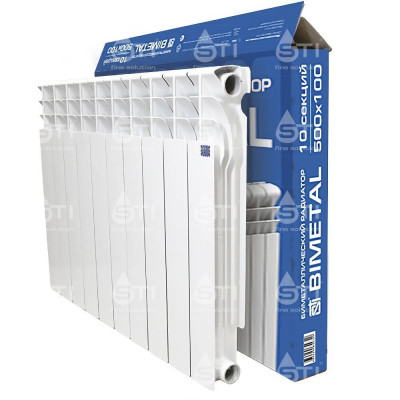 Биметаллический радиатор STI Bimetal 500/100, 10 секций, боковое подключение