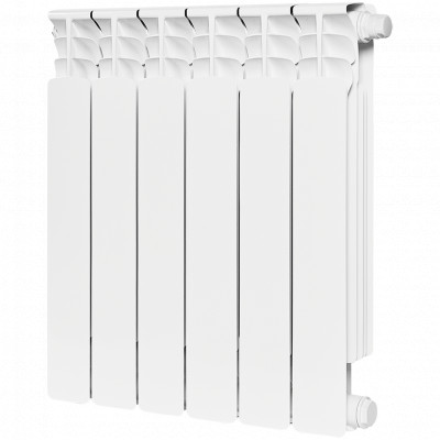 Биметаллический радиатор STOUT Space 500, 6 секций, нижнее правое подключение, белый