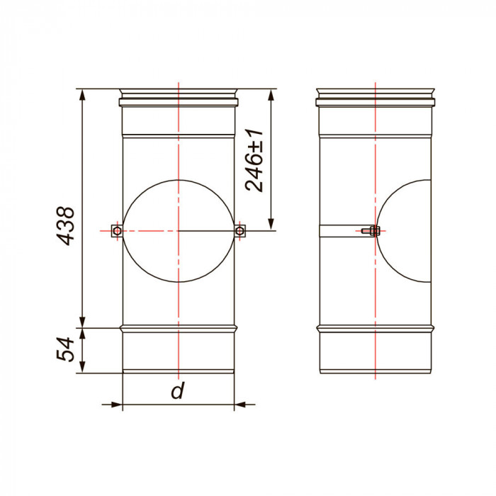 Труба D100 с лючком ревизии, AISI 304 (Вулкан)