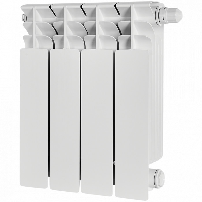 Биметаллический радиатор STOUT TITAN VENTIL 350, 4 секций, нижнее правое подключение, белый