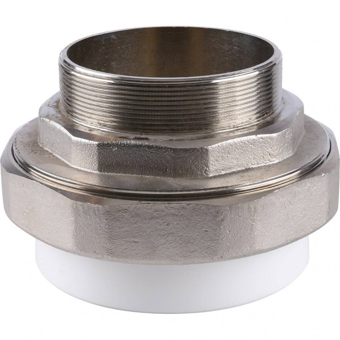 Муфта разъемная Kalde с наружной резьбой 110x4 для полипропиленовых труб под сварку (цвет белый)