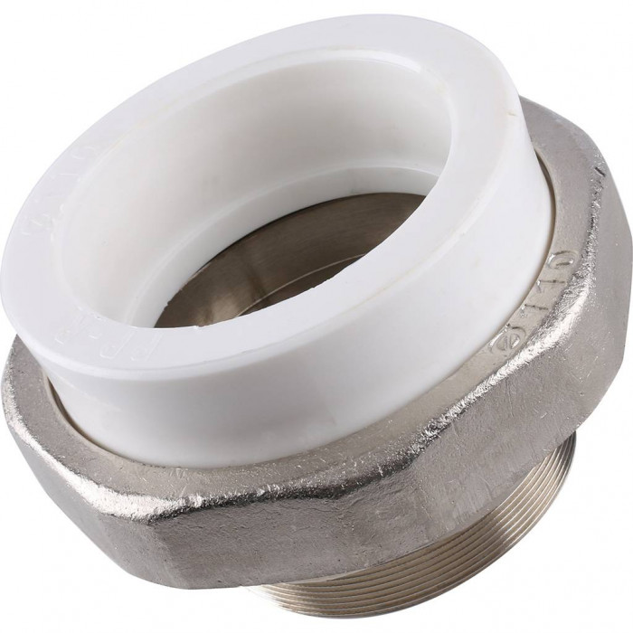 Муфта разъемная Kalde с наружной резьбой 110x4 для полипропиленовых труб под сварку (цвет белый)
