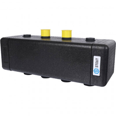 Стальной распределительный коллектор STOUT SDG-0016 2 отопительных контура. В теплоизоляции DN 20