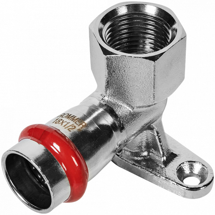 ROMMER RSS-0011-001812 ROMMER Угольник настенный с креплением-ВР, 18х1/2, из нержавеющей стали прессовой