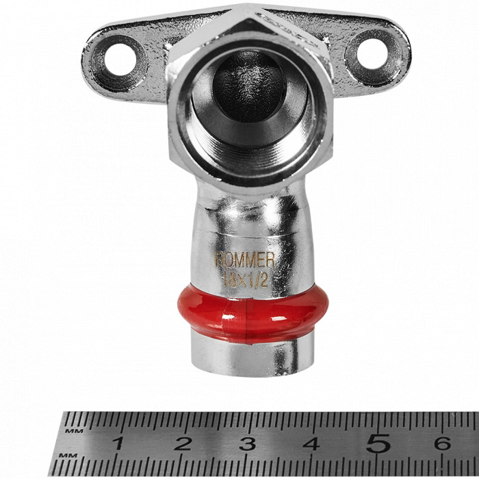 ROMMER RSS-0011-001812 ROMMER Угольник настенный с креплением-ВР, 18х1/2, из нержавеющей стали прессовой
