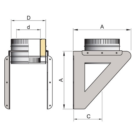 Кронштейн DOSH на трубу D150 с изоляцией 50 мм, AISI 321/304 (Вулкан)