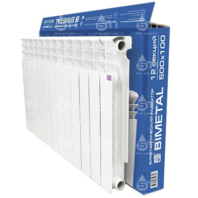 Биметаллический радиатор STI Bimetal 500/100, 12 секций, боковое подключение