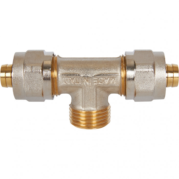 STOUT Тройник-переходник с наружной резьбой 1/2 х16 для металлопластиковых труб винтовой