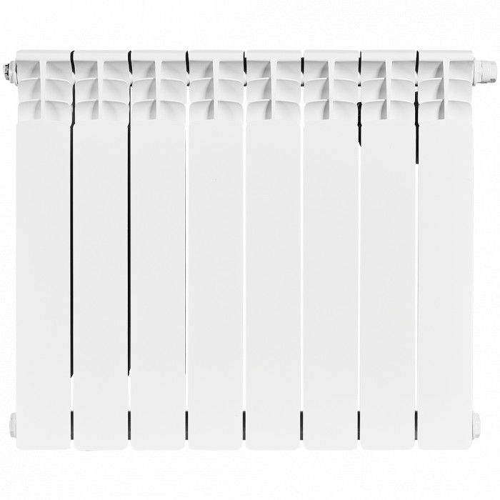 Биметаллический радиатор STOUT Space 500, 8 секций, нижнее правое подключение, белый