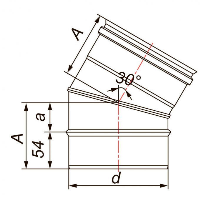 Отвод 30° D100, AISI 304 (Вулкан)
