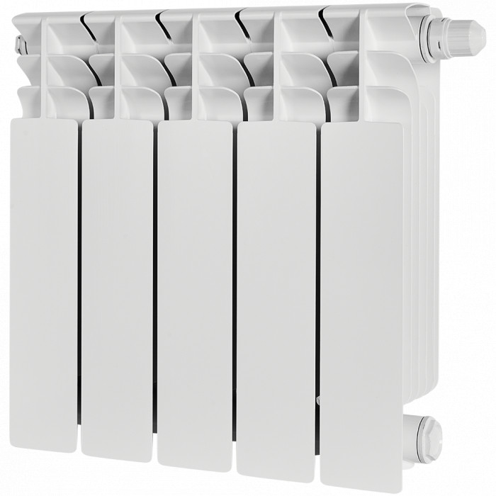 Биметаллический радиатор STOUT TITAN VENTIL 350, 5 секций, нижнее правое подключение, белый