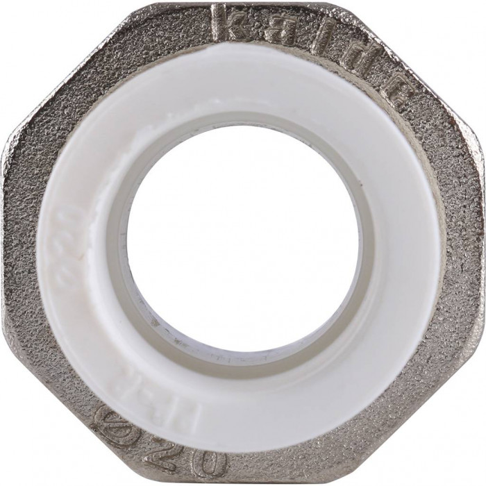 Муфта разъемная Kalde с наружной резьбой 20х1/2 для полипропиленовых труб под сварку (цвет белый)