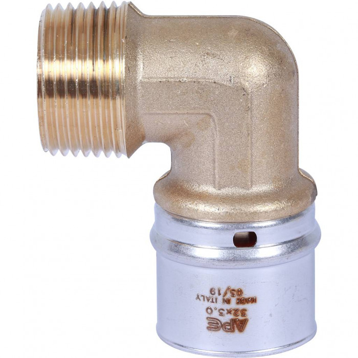 Угольник-переходник STOUT с наружной резьбой 1 х32 для металлопластиковых труб прессовой