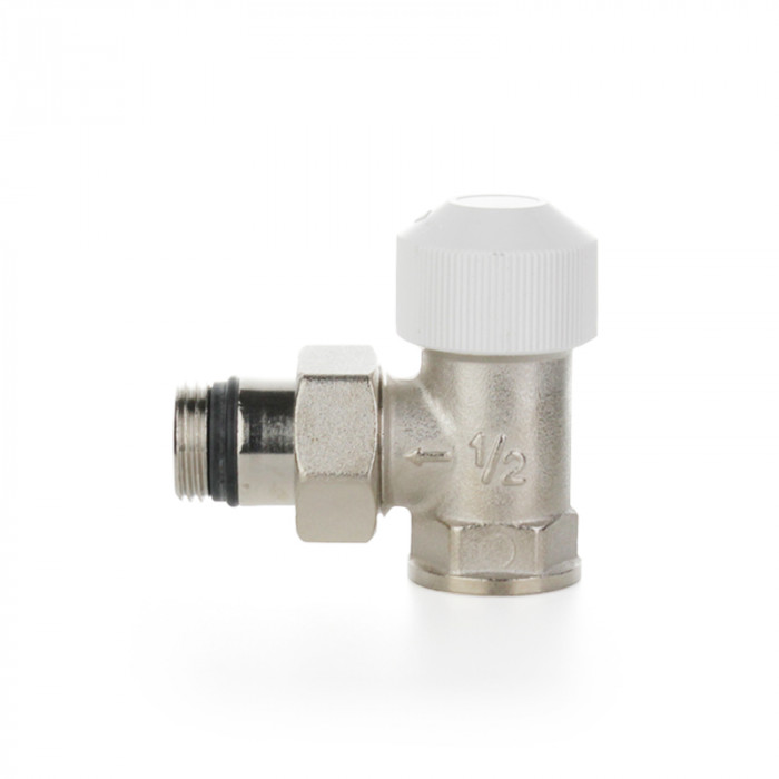 Вентиль термостатический угловой, НВ 1/2"×1/2", никелированный