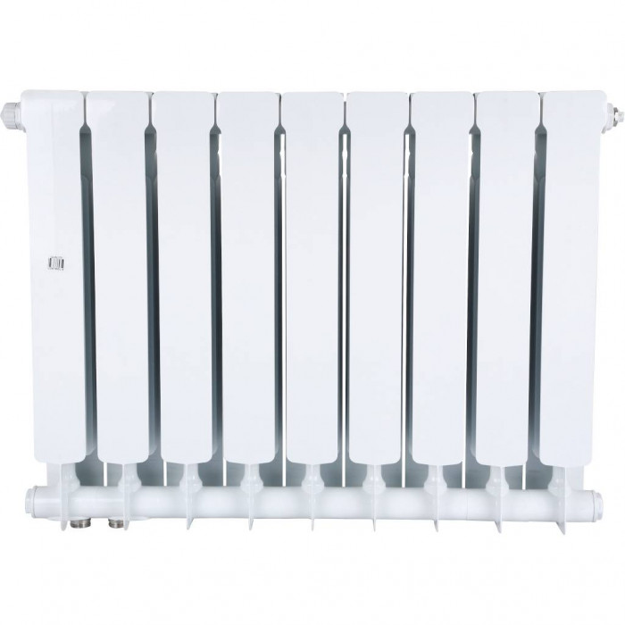 Биметаллический радиатор STOUT Space 500, 9 секций, нижнее правое подключение, белый