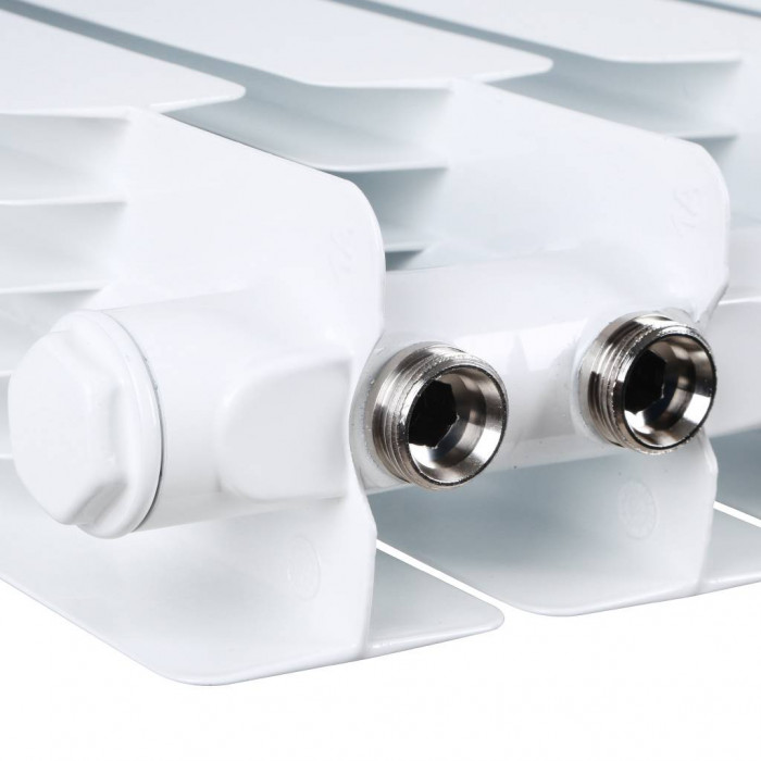 Биметаллический радиатор STOUT Space 500, 9 секций, нижнее правое подключение, белый