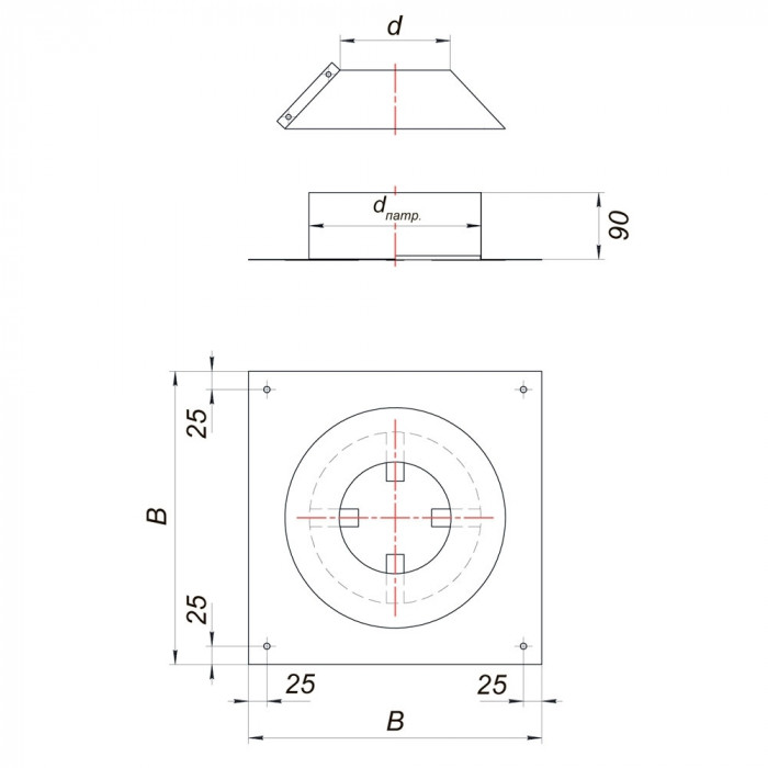 Крышка вентилируемой шахты с юбкой D200, AISI 304 (Вулкан)