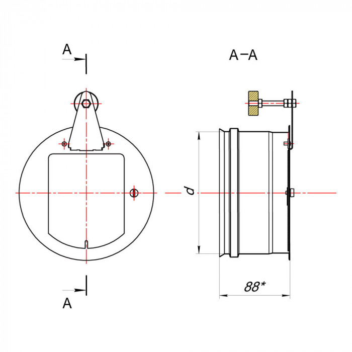Ограничитель тяги D180, AISI 304 (Вулкан)