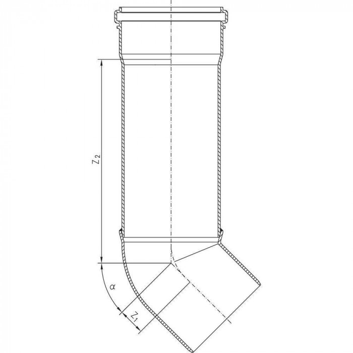 Отвод REHAU для упрощенной установки противопожарных манжет под потолком диаметром 110 на 45° (11230581002)