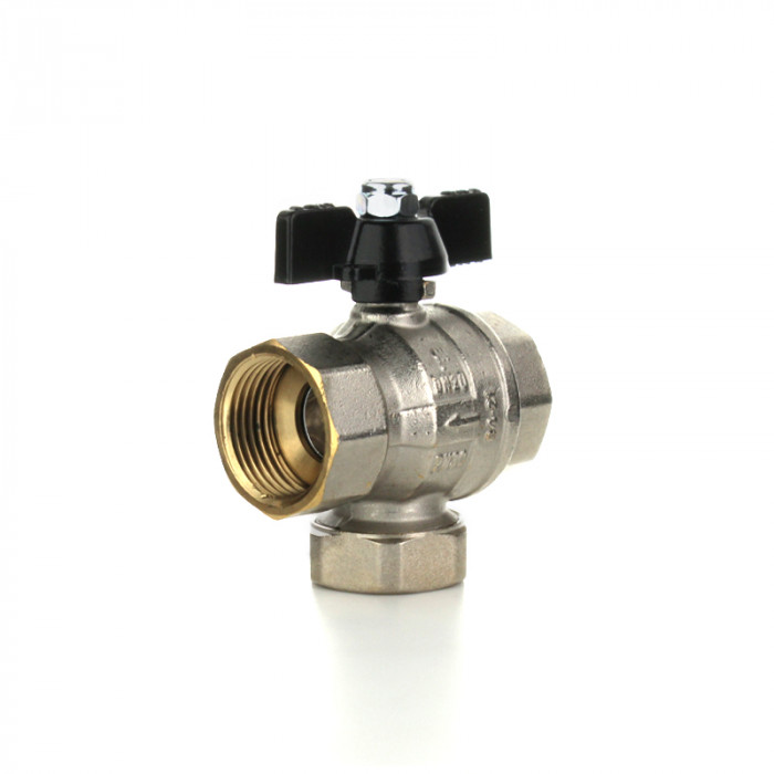 Кран шаровой с фильтром механической очистки 3/4" ВВ, ручка бабочка