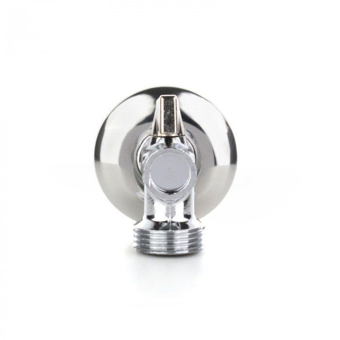 Кран шаровой угловой для стиральных машин с розеткой 1/2"×1/2", ручка бабочка