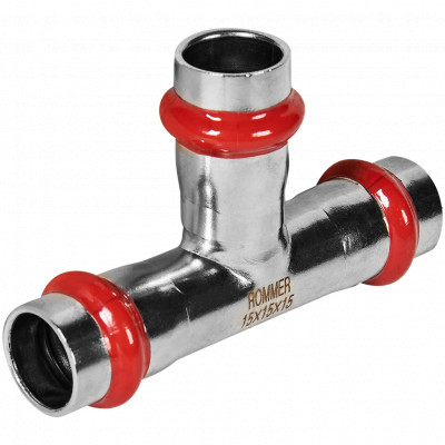 ROMMER RSS-0013-000015 ROMMER Тройник равнопроходной, 15, из нержавеющей стали прессовой