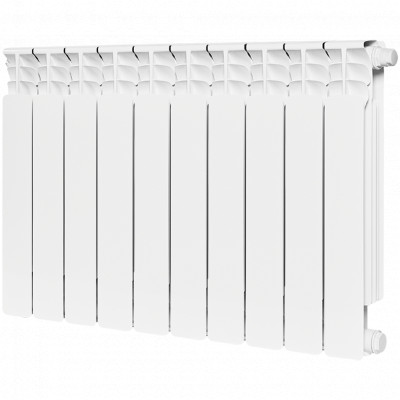 Биметаллический радиатор STOUT Space 500, 10 секций, нижнее правое подключение, белый